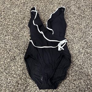 Tommy Bahama Black One-Piece Swimsuit with White Trim